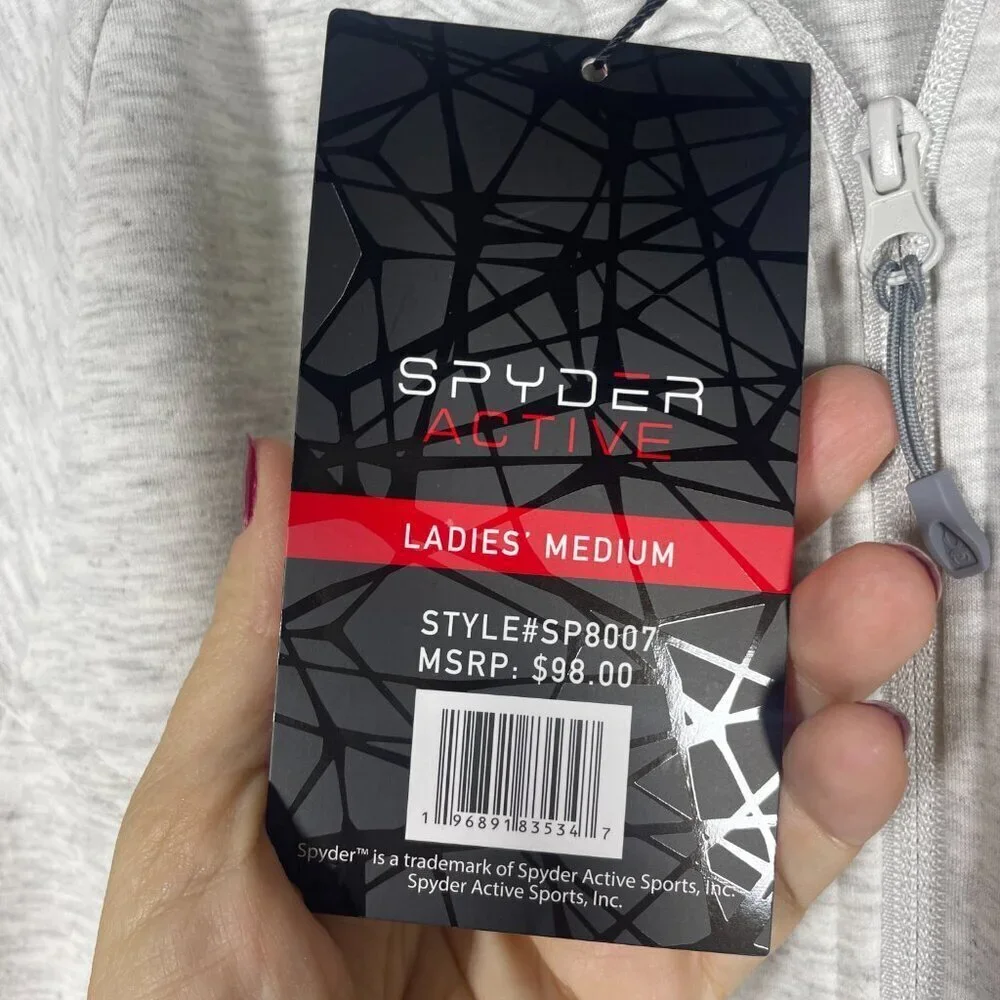 NWT! Spyder Active Women's Hooded Lightweight Jacket Gray White M Outdoor